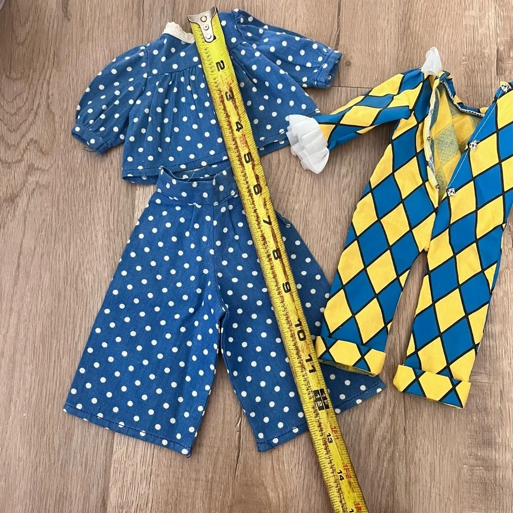 Vintage Doll Cotton Clothing - Two Piece Blue Outfit And One Jumpsuit 3‎ PCs